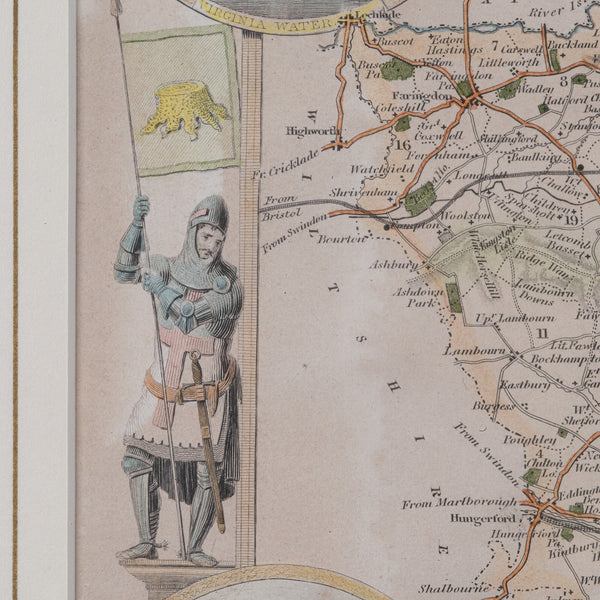 Antique County Map, Berkshire, English Framed Lithograph, Cartography, Victorian