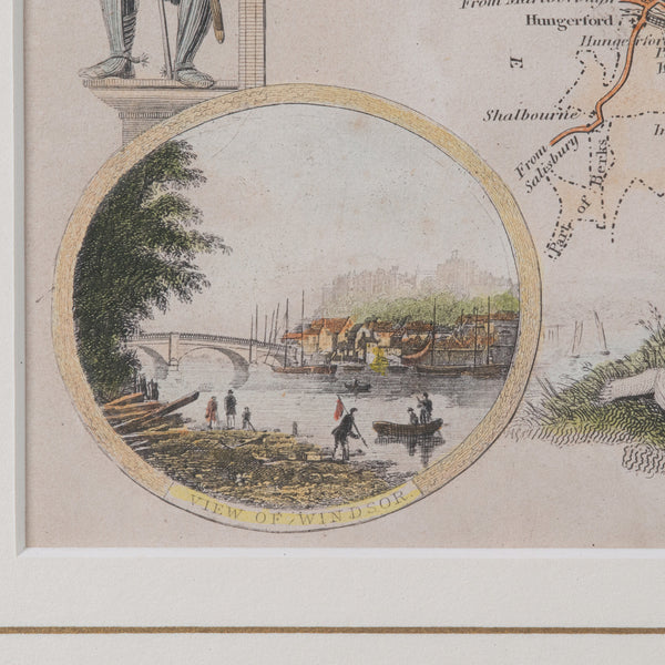 Antique County Map, Berkshire, English Framed Lithograph, Cartography, Victorian