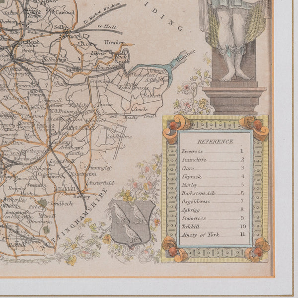Antique West Yorkshire Map, English, Framed Lithography, Cartography, Victorian