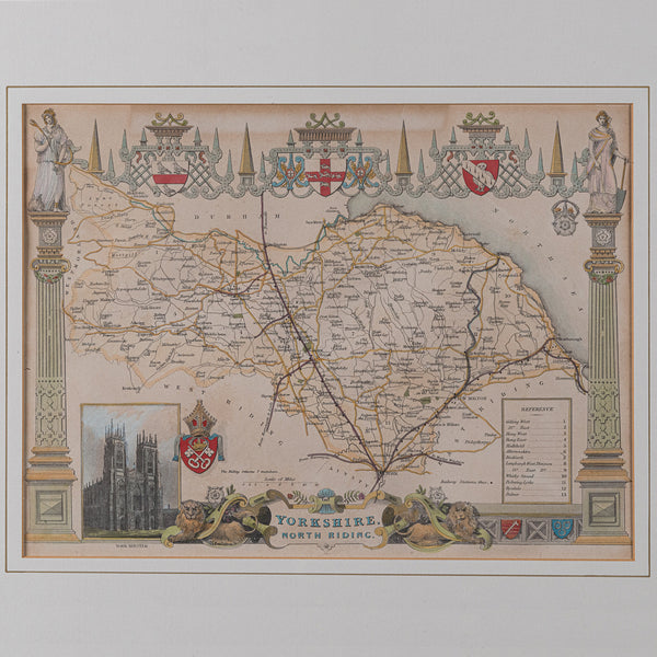 Antique North Yorkshire Map, English, Framed Lithography, Cartography, Victorian