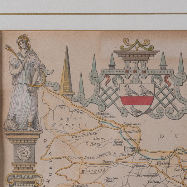 Antique North Yorkshire Map, English, Framed Lithography, Cartography, Victorian