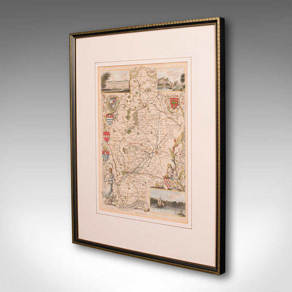 Antique Nottinghamshire Map, English, Framed, Cartographic Interest, Victorian