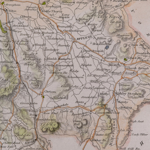 Antique Lithography Map, Westmoreland, English, Framed, Cartography, Victorian