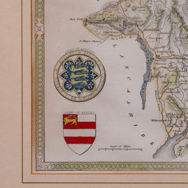 Antique Lithography Map, Westmoreland, English, Framed, Cartography, Victorian