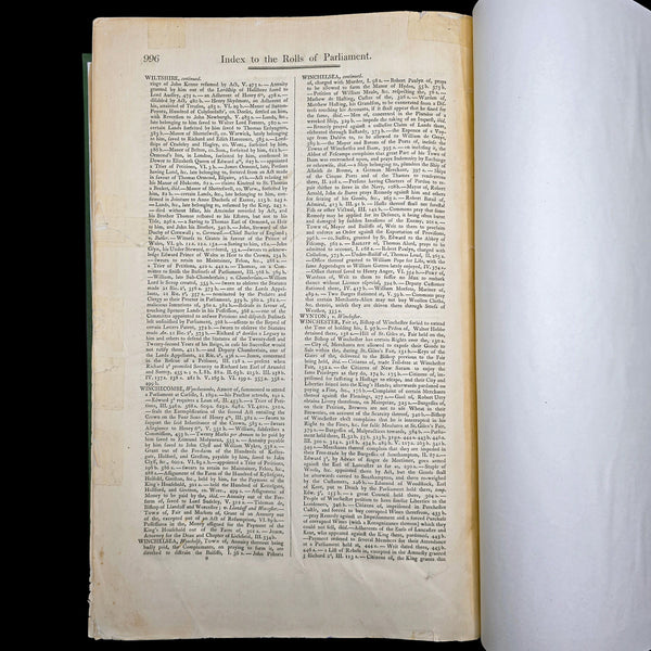 Large Antique Reference Book, Index, Rolls of Parliament, English, William IV