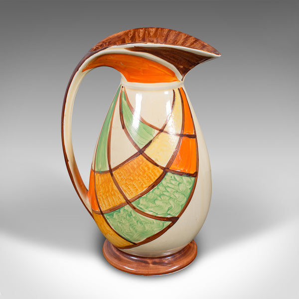Vintage Cream Pouring Jug, English, Ceramic, Decorative Server, Art Deco, C.1930