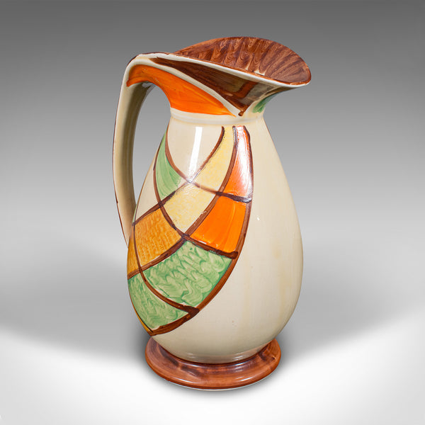 Vintage Cream Pouring Jug, English, Ceramic, Decorative Server, Art Deco, C.1930