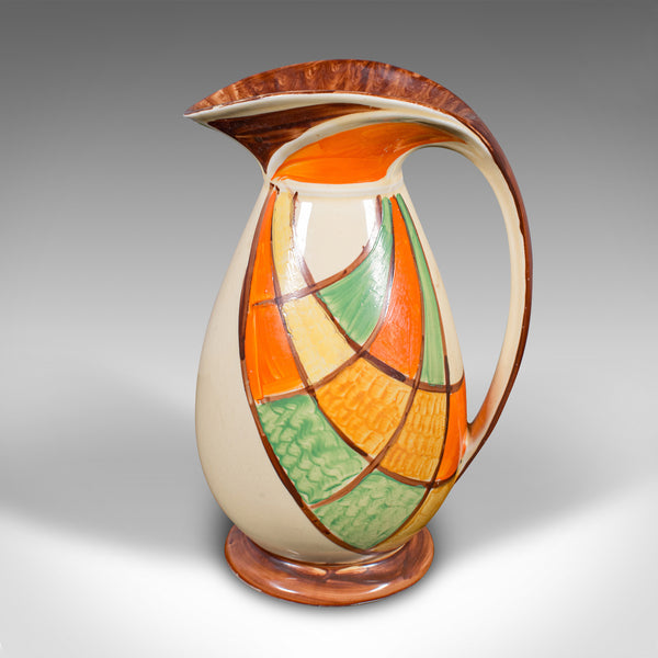 Vintage Cream Pouring Jug, English, Ceramic, Decorative Server, Art Deco, C.1930