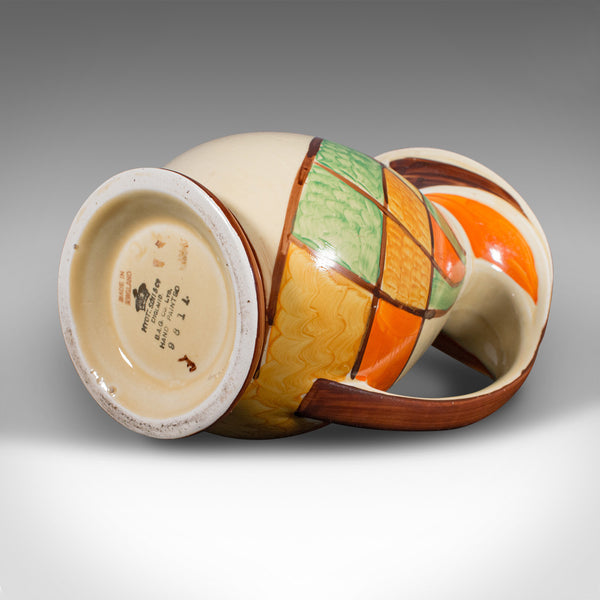 Vintage Cream Pouring Jug, English, Ceramic, Decorative Server, Art Deco, C.1930