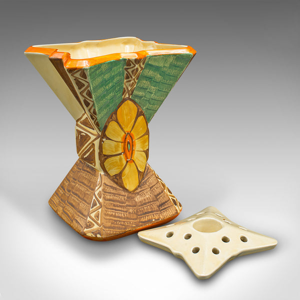 Vintage Dried Flower Vase, English, Ceramic, Decorative Sleeve, Art Deco, C.1930
