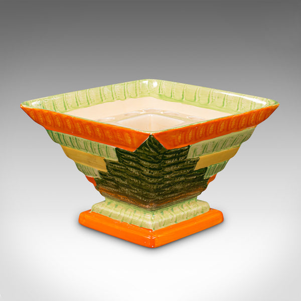 Vintage Dried Flower Vase, English, Handpainted Ceramic, Pot, Art Deco, C.1930