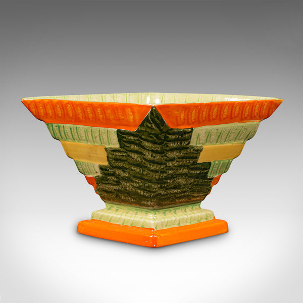 Vintage Dried Flower Vase, English, Handpainted Ceramic, Pot, Art Deco, C.1930