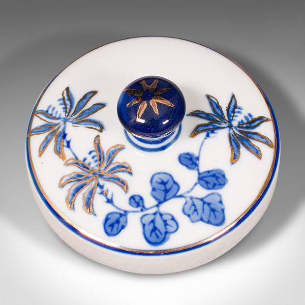 Vintage Blue and White Spice Jar, Chinese, Ceramic, Decorative Pot, Art Deco