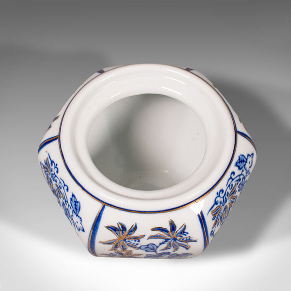 Vintage Blue and White Spice Jar, Chinese, Ceramic, Decorative Pot, Art Deco