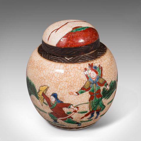 Small Antique Spice Jar, Japanese, Ceramic, Decorative Pot, Victorian, C.1900