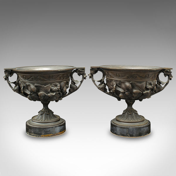 Large Pair Of Antique Drinking Cups, Italian Bronze Grand Tour Goblet, Victorian