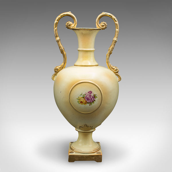 Antique Flower Vase, English, Ceramic, Baluster Urn, Continental Taste, C.1920