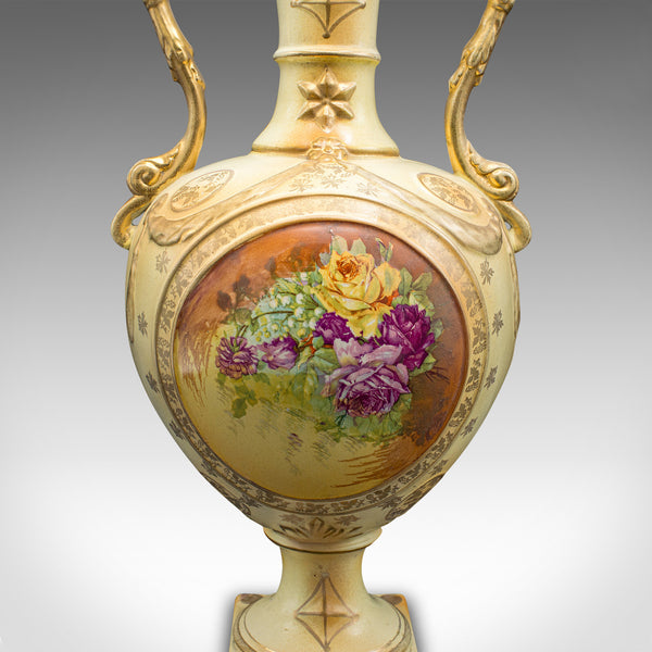 Antique Flower Vase, English, Ceramic, Baluster Urn, Continental Taste, C.1920