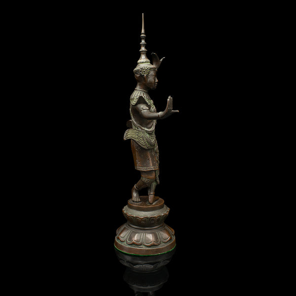 Antique Siamese Dancer Statue, Thai, Bronze Deity Figure, Victorian, Circa 1850
