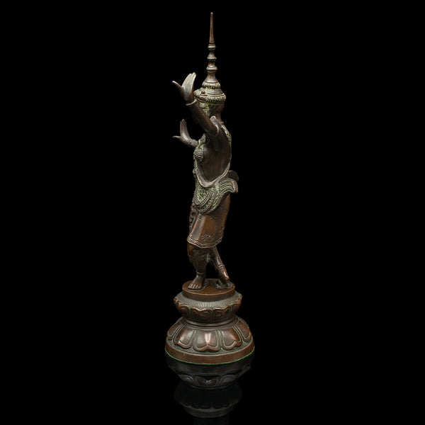 Antique Siamese Dancer Statue, Thai, Bronze Deity Figure, Victorian, Circa 1850
