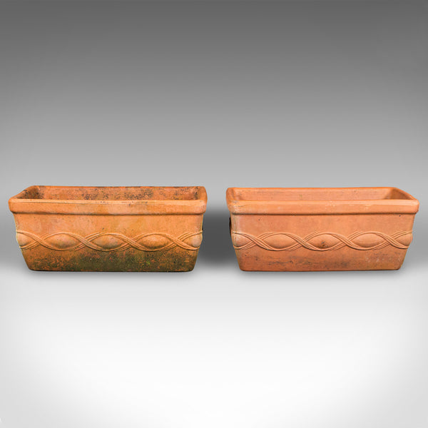 Set of 4 Vintage Windowsill Planters, Italian, Terracotta, Window Box Jardiniere