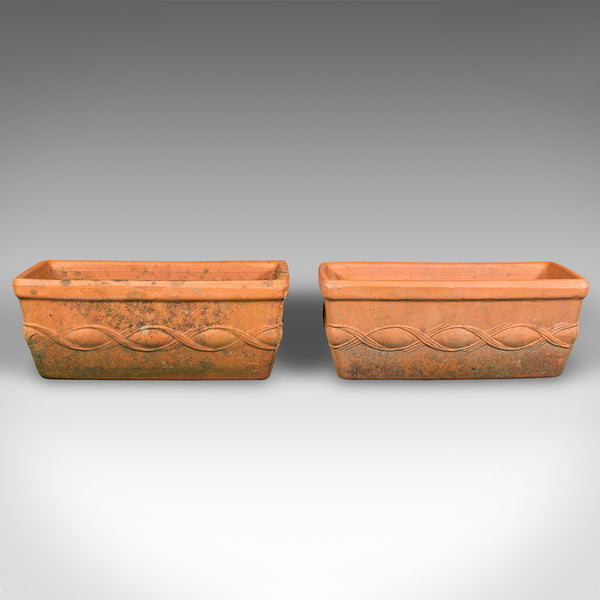 Set of 4 Vintage Windowsill Planters, Italian, Terracotta, Window Box Jardiniere