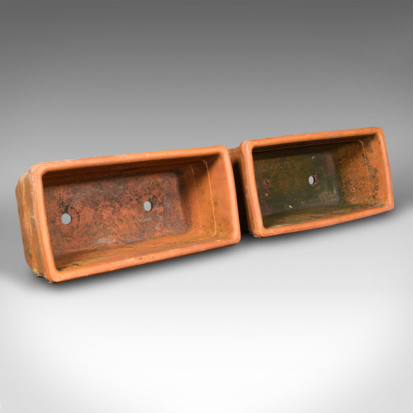 Set of 4 Vintage Windowsill Planters, Italian, Terracotta, Window Box Jardiniere