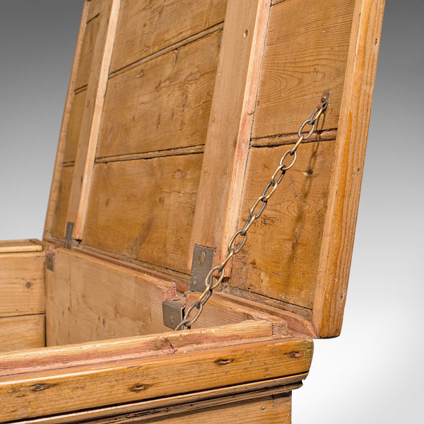 Antique Work Chest, English, Pine, Tool Trunk, Candlebox, Victorian, Circa 1900