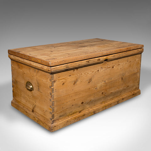 Antique Work Chest, English, Pine, Tool Trunk, Candlebox, Victorian, Circa 1900