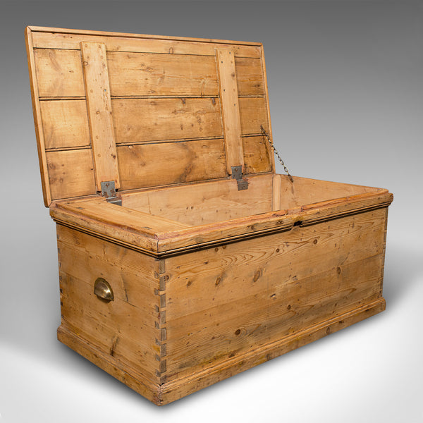 Antique Work Chest, English, Pine, Tool Trunk, Candlebox, Victorian, Circa 1900