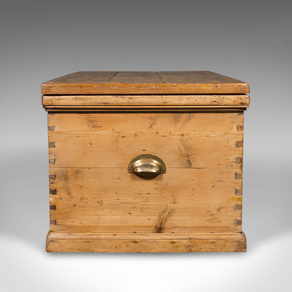 Antique Work Chest, English, Pine, Tool Trunk, Candlebox, Victorian, Circa 1900