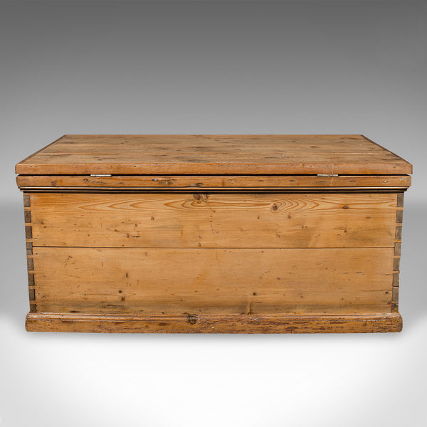 Antique Work Chest, English, Pine, Tool Trunk, Candlebox, Victorian, Circa 1900
