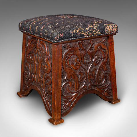 Antique Shoe Boy's Stool, English, Oak, Footstool, Art Nouveau, Victorian, 1900