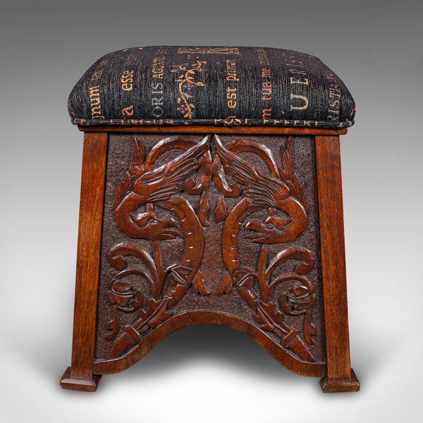 Antique Shoe Boy's Stool, English, Oak, Footstool, Art Nouveau, Victorian, 1900