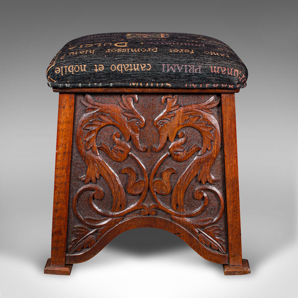 Antique Shoe Boy's Stool, English, Oak, Footstool, Art Nouveau, Victorian, 1900