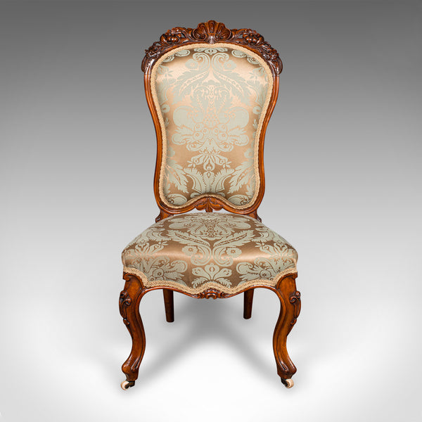 Antique Drawing Room Chair, English, Walnut, Ladies, Side Seat, Early Victorian