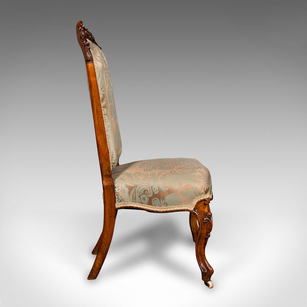 Antique Drawing Room Chair, English, Walnut, Ladies, Side Seat, Early Victorian