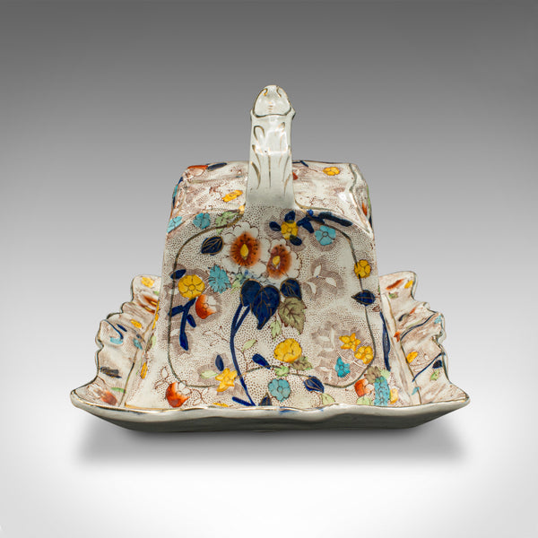 Antique Cheese Keeper, English, Ceramic, Decorative Butter Dish, Victorian, 1900