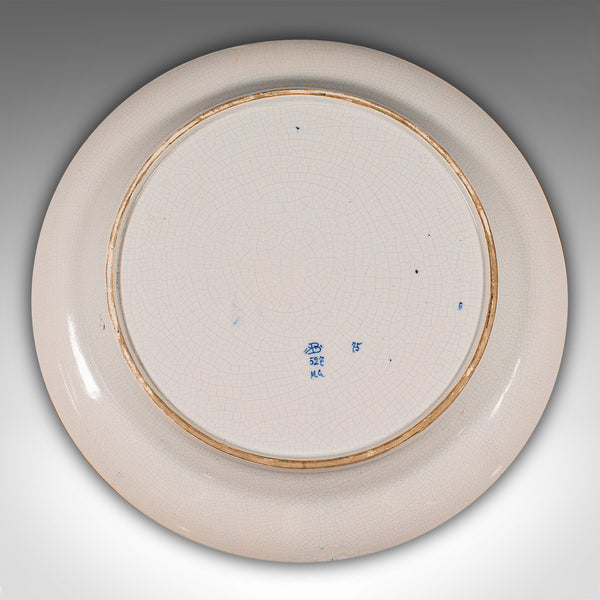 Large Antique Serving Plate, Belgian, Ceramic Charger, Decorative, Circa 1920