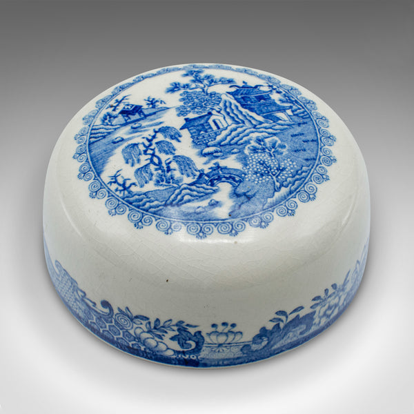 Vintage Ginger Jar, English, Ceramic, Decorative Spice Urn, Blue and White, 1970