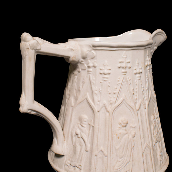 Vintage Pouring Jug, English, Parian Ware Ceramic, Serving Creamer, Decorative