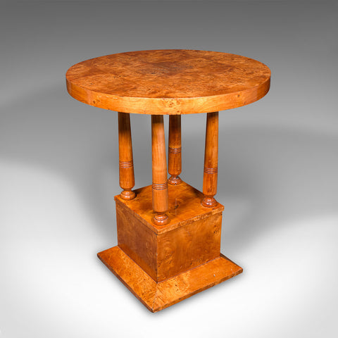 Vintage Podium Hall Table, French, Birds Eye Maple, Lamp, Side, Art Deco, C.1930