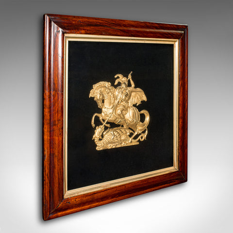 Antique George & The Dragon Display Plaque, English, Decorative Relief, Regency