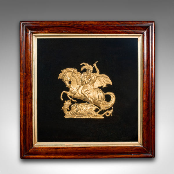 Antique George & The Dragon Display Plaque, English, Decorative Relief, Regency