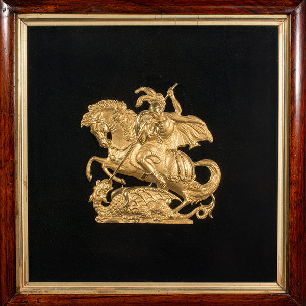 Antique George & The Dragon Display Plaque, English, Decorative Relief, Regency