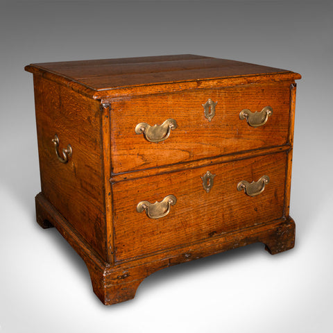 Antique Storage Chest, English, Oak, Fireside Bin, Bedside Box, Georgian, C.1780