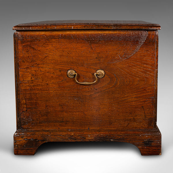 Antique Storage Chest, English, Oak, Fireside Bin, Bedside Box, Georgian, C.1780