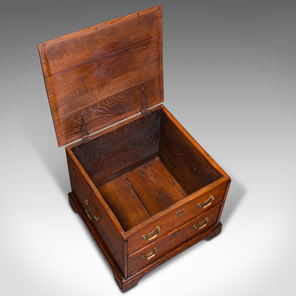 Antique Storage Chest, English, Oak, Fireside Bin, Bedside Box, Georgian, C.1780