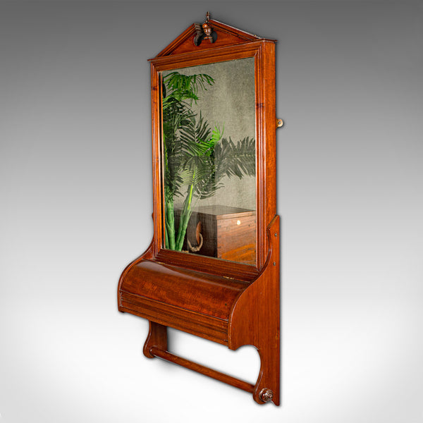Antique Valet Mirror, Glove Box, English, Reception, Scarf Rail, Victorian, 1900