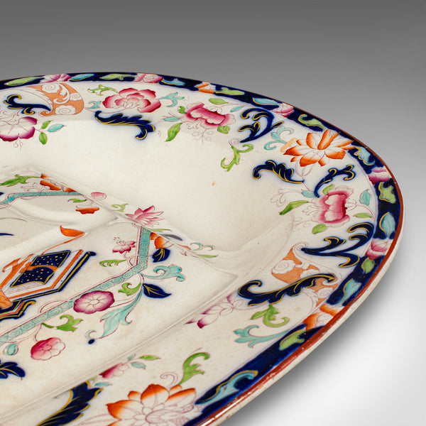 Large Antique Turkey Platter, English, Ceramic, Meat Serving Dish, Victorian